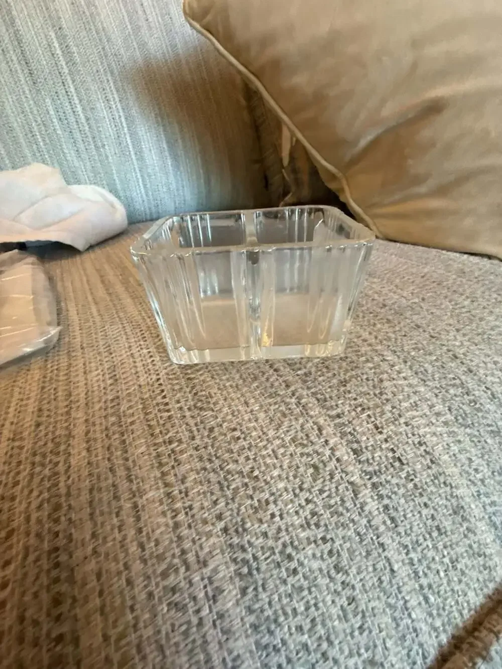 Vintage Art Deco Pressed Glass Hammered Aluminum Server Dish Tray